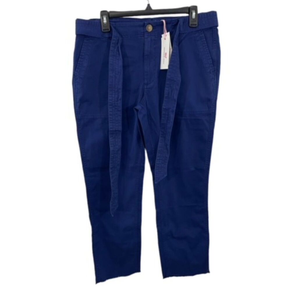 NWT Vineyard Vines Everyday Utility Belted Tie‎ Waist Baltic Blue Chino Pants 10